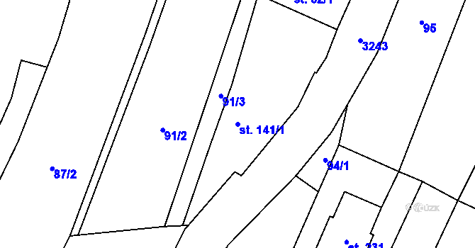 Parcela st. 141/1 v KÚ Mnichovice, Katastrální mapa