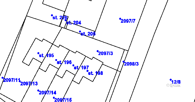 Parcela st. 2097/3 v KÚ Mnichovice, Katastrální mapa