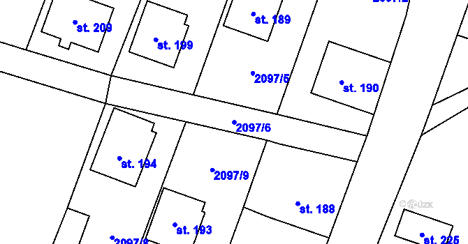 Parcela st. 2097/6 v KÚ Mnichovice, Katastrální mapa