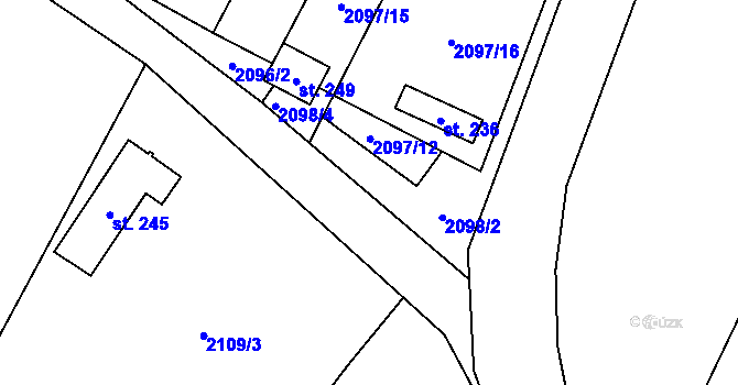 Parcela st. 2096/1 v KÚ Mnichovice, Katastrální mapa