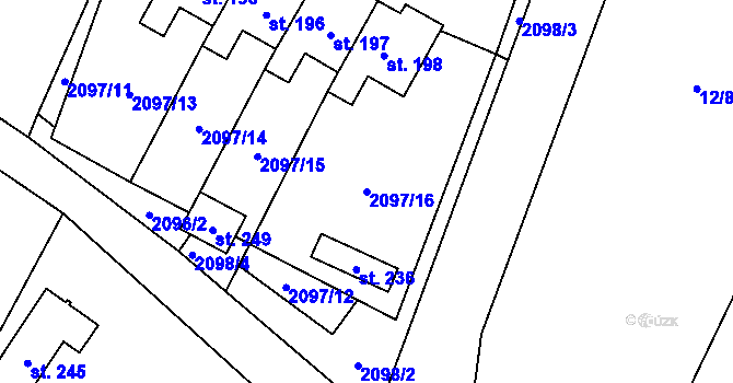 Parcela st. 2097/16 v KÚ Mnichovice, Katastrální mapa