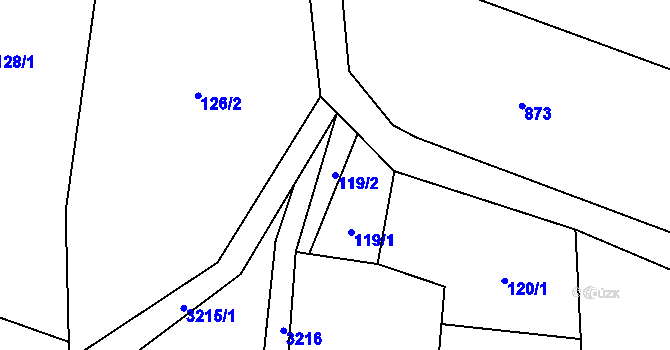 Parcela st. 119/2 v KÚ Mnichovice, Katastrální mapa