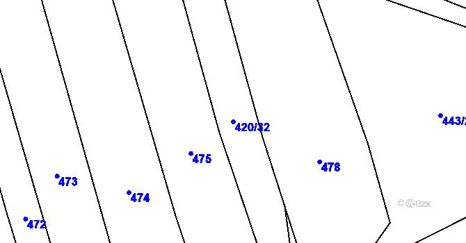 Parcela st. 420/32 v KÚ Mnichovice, Katastrální mapa