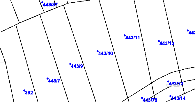Parcela st. 443/10 v KÚ Mnichovice, Katastrální mapa