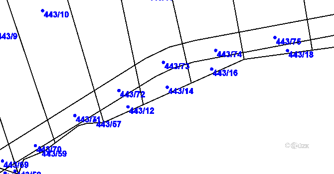 Parcela st. 443/14 v KÚ Mnichovice, Katastrální mapa