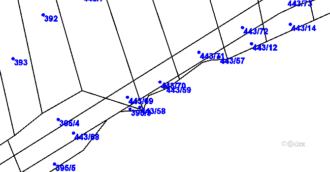 Parcela st. 443/59 v KÚ Mnichovice, Katastrální mapa