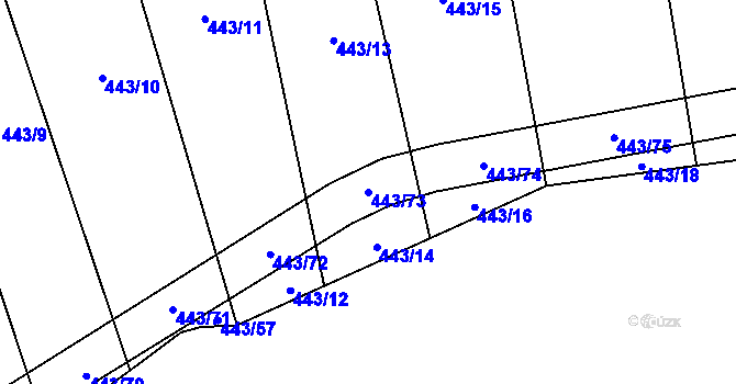 Parcela st. 443/73 v KÚ Mnichovice, Katastrální mapa