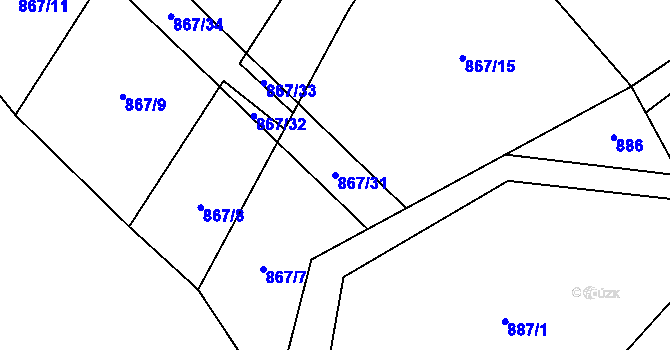 Parcela st. 867/31 v KÚ Mnichovice, Katastrální mapa