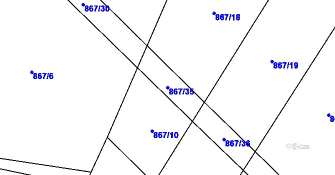 Parcela st. 867/35 v KÚ Mnichovice, Katastrální mapa