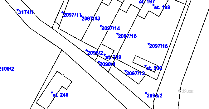 Parcela st. 249 v KÚ Mnichovice, Katastrální mapa