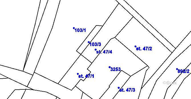 Parcela st. 47/4 v KÚ Mnichovice, Katastrální mapa
