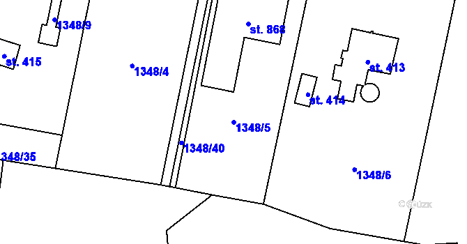 Parcela st. 1348/5 v KÚ Božkov u Mnichovic, Katastrální mapa