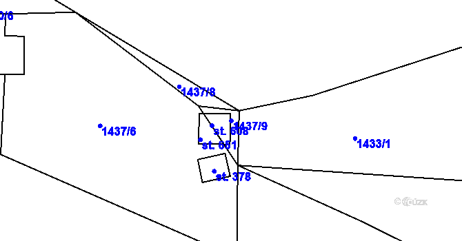 Parcela st. 1437/9 v KÚ Božkov u Mnichovic, Katastrální mapa
