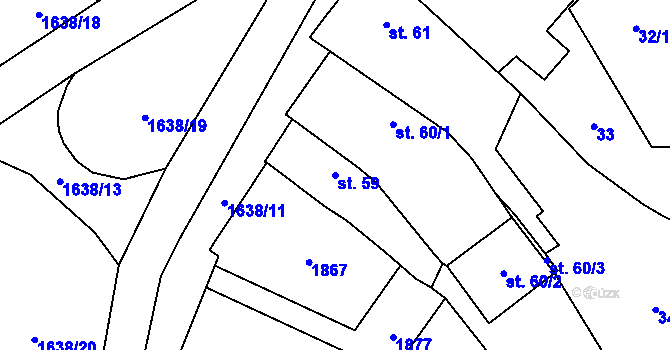 Parcela st. 59 v KÚ Mnichovice u Říčan, Katastrální mapa