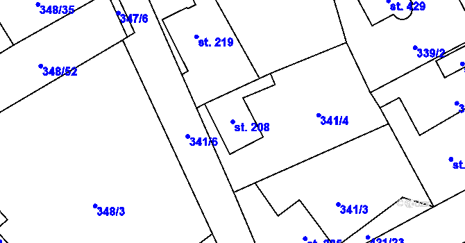 Parcela st. 208 v KÚ Mnichovice u Říčan, Katastrální mapa