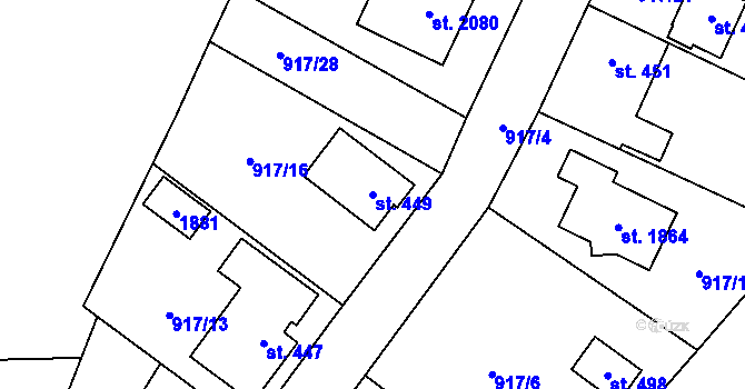 Parcela st. 449 v KÚ Mnichovice u Říčan, Katastrální mapa