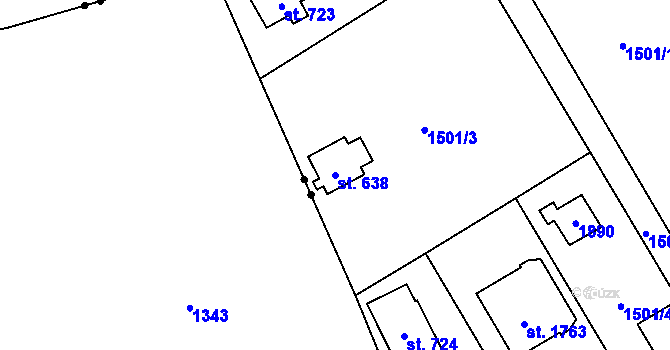 Parcela st. 638 v KÚ Mnichovice u Říčan, Katastrální mapa