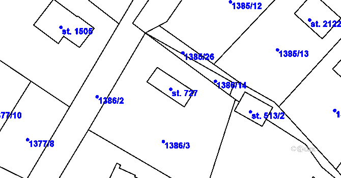 Parcela st. 727 v KÚ Mnichovice u Říčan, Katastrální mapa