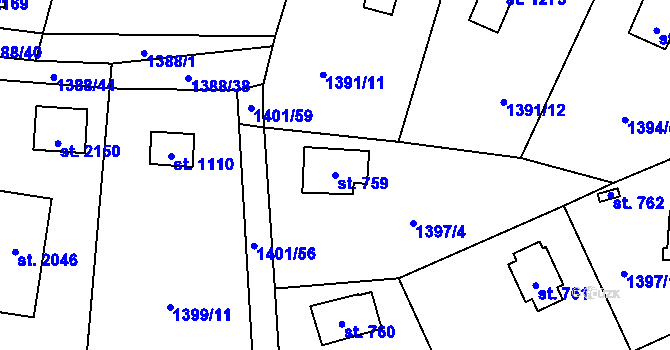 Parcela st. 759 v KÚ Mnichovice u Říčan, Katastrální mapa
