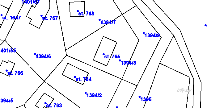 Parcela st. 765 v KÚ Mnichovice u Říčan, Katastrální mapa