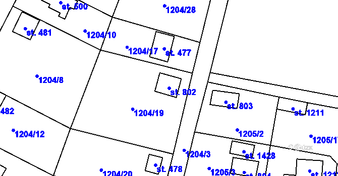 Parcela st. 802 v KÚ Mnichovice u Říčan, Katastrální mapa