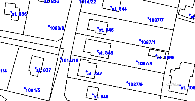 Parcela st. 846 v KÚ Mnichovice u Říčan, Katastrální mapa