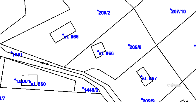 Parcela st. 966 v KÚ Mnichovice u Říčan, Katastrální mapa
