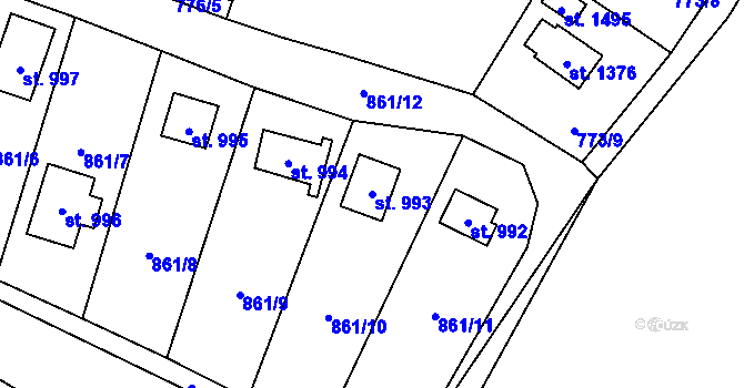 Parcela st. 993 v KÚ Mnichovice u Říčan, Katastrální mapa