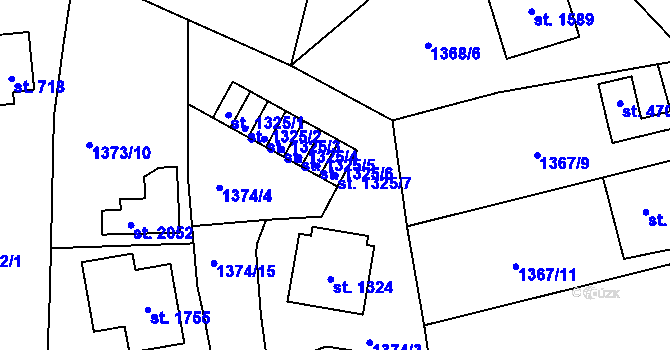 Parcela st. 1325/7 v KÚ Mnichovice u Říčan, Katastrální mapa
