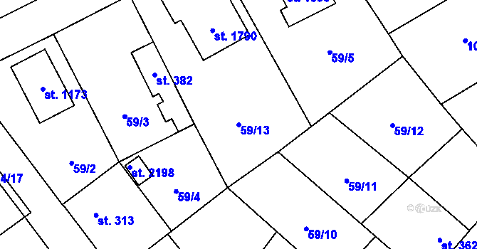 Parcela st. 59/13 v KÚ Mnichovice u Říčan, Katastrální mapa