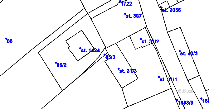 Parcela st. 85/3 v KÚ Mnichovice u Říčan, Katastrální mapa