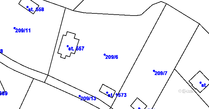 Parcela st. 209/6 v KÚ Mnichovice u Říčan, Katastrální mapa