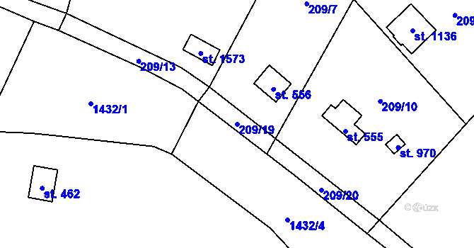Parcela st. 209/19 v KÚ Mnichovice u Říčan, Katastrální mapa