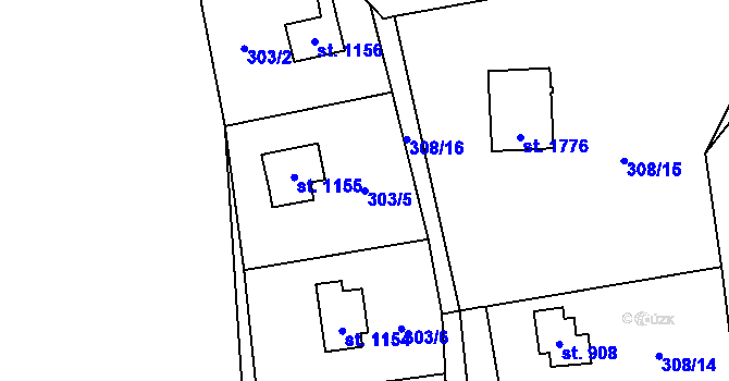 Parcela st. 303/5 v KÚ Mnichovice u Říčan, Katastrální mapa