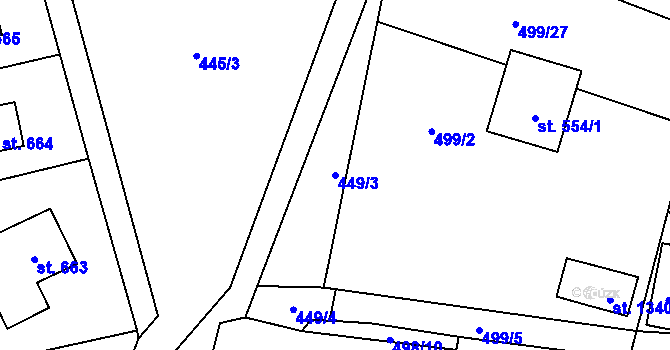 Parcela st. 449/3 v KÚ Mnichovice u Říčan, Katastrální mapa