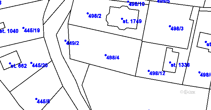 Parcela st. 498/4 v KÚ Mnichovice u Říčan, Katastrální mapa