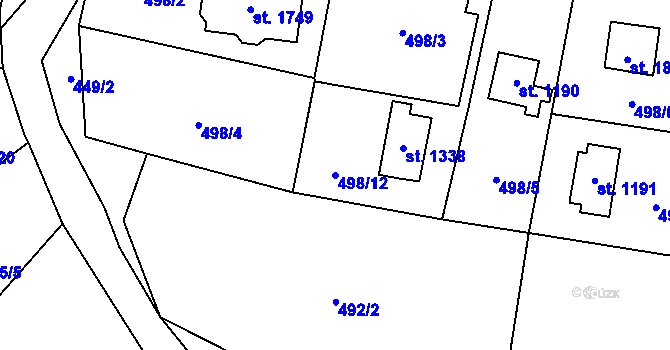 Parcela st. 498/12 v KÚ Mnichovice u Říčan, Katastrální mapa