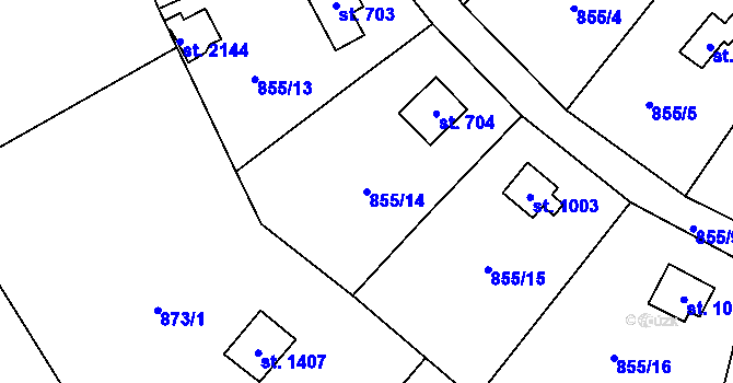 Parcela st. 855/14 v KÚ Mnichovice u Říčan, Katastrální mapa
