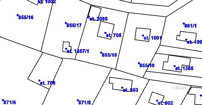 Parcela st. 855/18 v KÚ Mnichovice u Říčan, Katastrální mapa