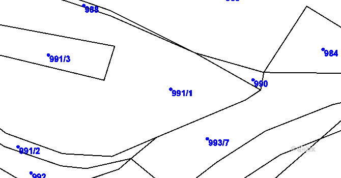 Parcela st. 991/1 v KÚ Mnichovice u Říčan, Katastrální mapa