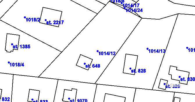 Parcela st. 1014/12 v KÚ Mnichovice u Říčan, Katastrální mapa