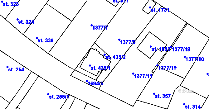 Parcela st. 435/2 v KÚ Mnichovice u Říčan, Katastrální mapa