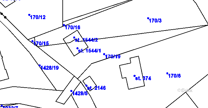 Parcela st. 170/19 v KÚ Mnichovice u Říčan, Katastrální mapa