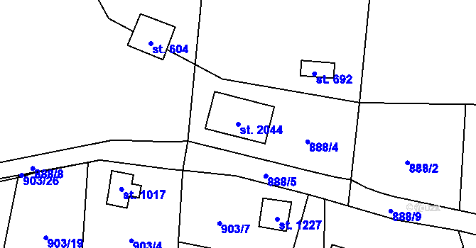 Parcela st. 2044 v KÚ Mnichovice u Říčan, Katastrální mapa