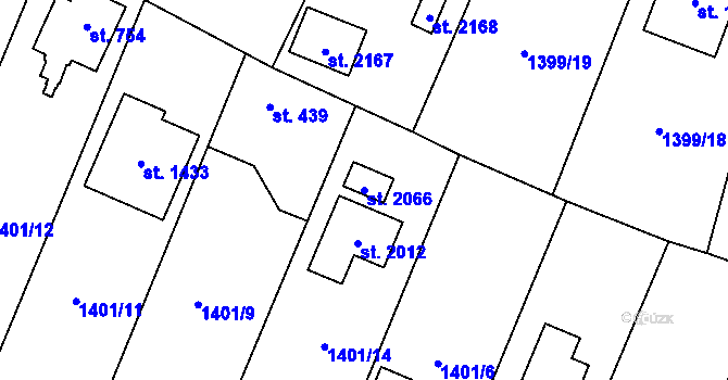Parcela st. 2066 v KÚ Mnichovice u Říčan, Katastrální mapa