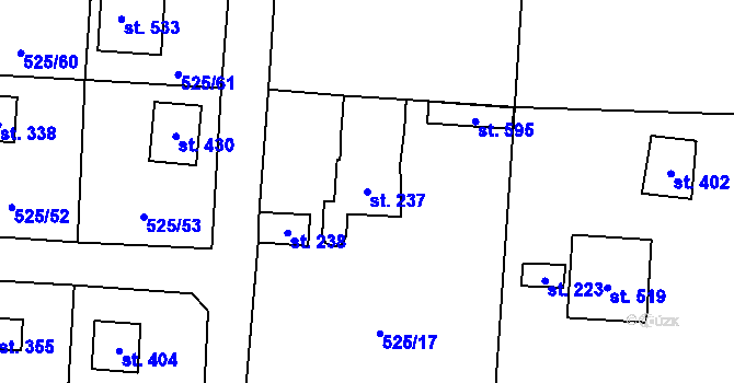 Parcela st. 237 v KÚ Myšlín, Katastrální mapa