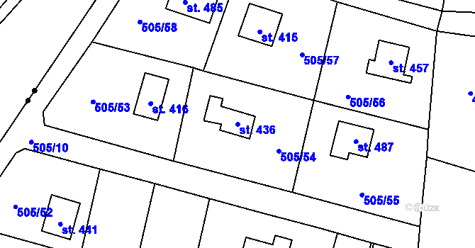 Parcela st. 436 v KÚ Myšlín, Katastrální mapa