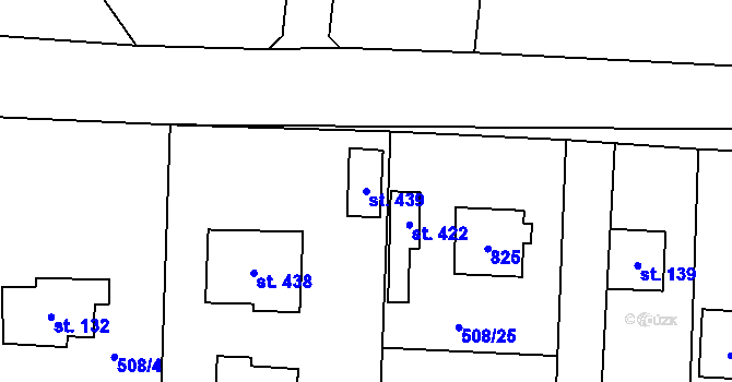 Parcela st. 439 v KÚ Myšlín, Katastrální mapa
