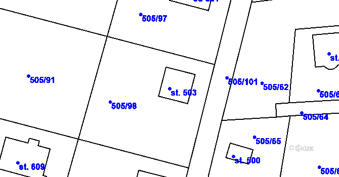 Parcela st. 503 v KÚ Myšlín, Katastrální mapa