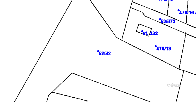 Parcela st. 525/2 v KÚ Myšlín, Katastrální mapa